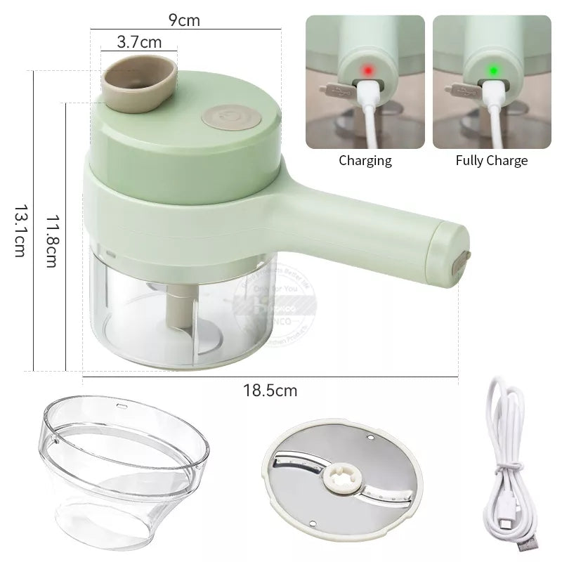 4 in 1 USB Rechargeable Wireless Handheld Electric Food Chopper Vegetable Cutter Set/Vegetable Chopper and Meat grind