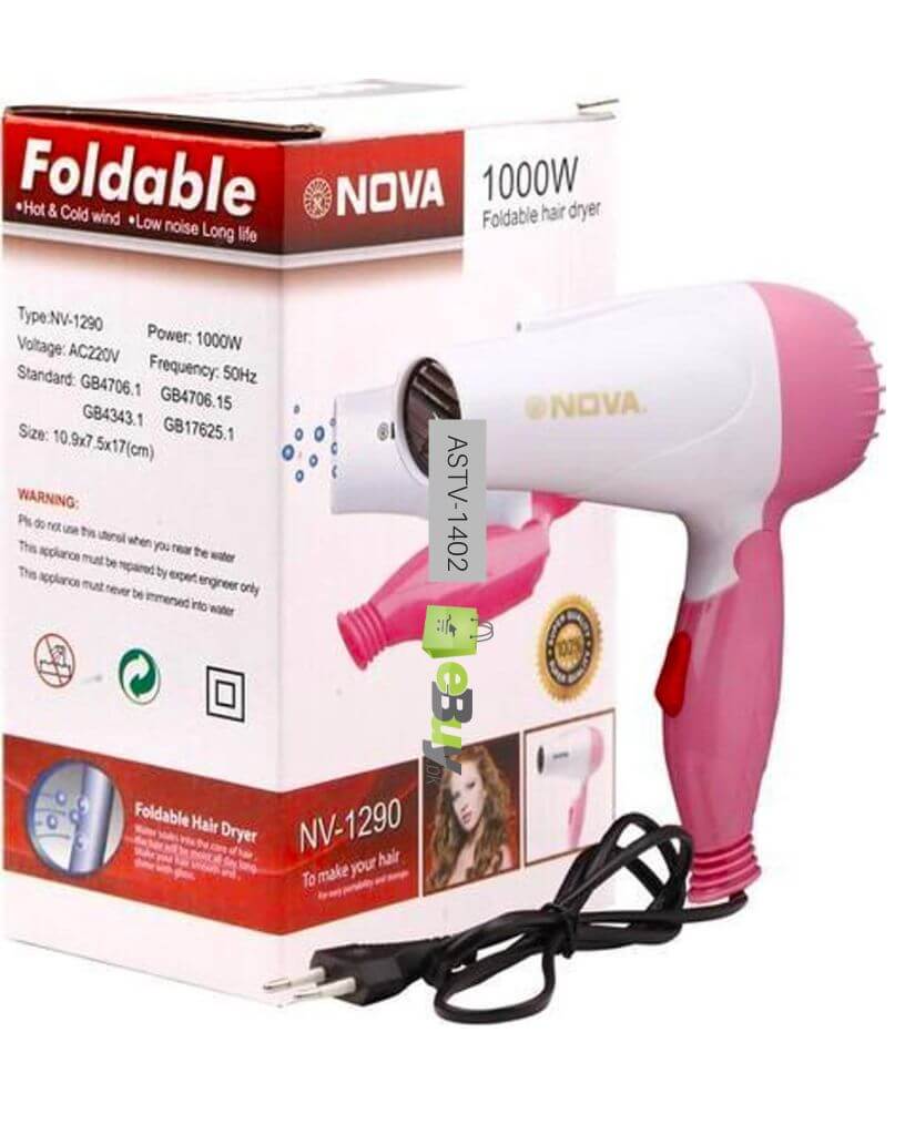 Nova 1290 Professional Foldable Hair Dryer 1000W (Multicolor)