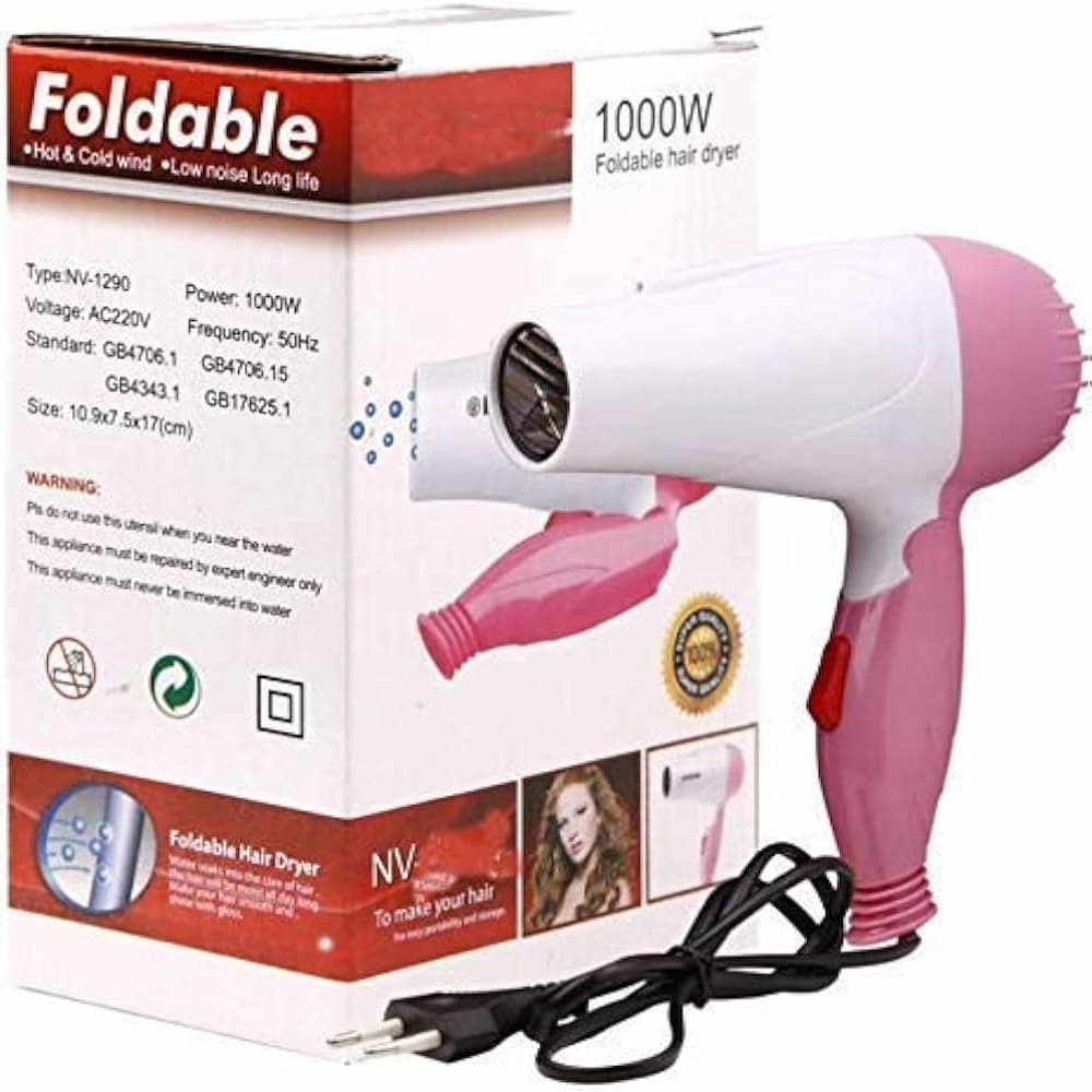 Nova 1290 Professional Foldable Hair Dryer 1000W (Multicolor)